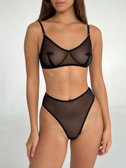 AMSTERDAM Black Set with High Thong