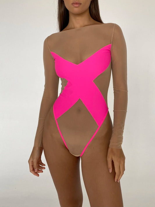 DRESDEN Neon Bodysuit with Sleeve