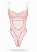 Pink bodysuit on a white background