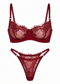 Red lace bra and thong set by XWOMAN